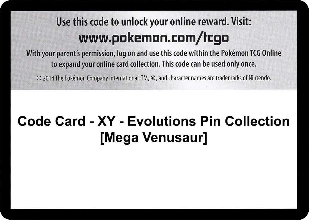 Code Card - XY - Evolutions Pin Collection [Mega Venusaur]